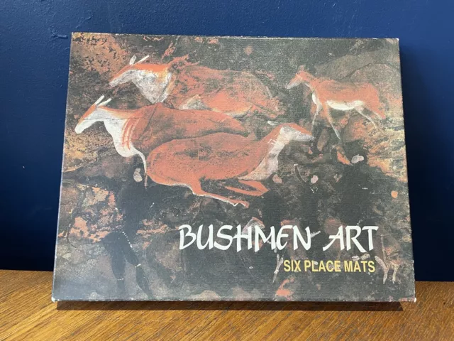 Bushmen Art Table Mats x6 Vintage Art Publishers In Box 35x19x0.25 cm