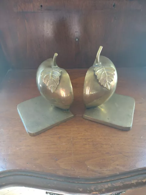 Brass Fan Shell Bookends Floral Solid Antiqued TIC Made In India
