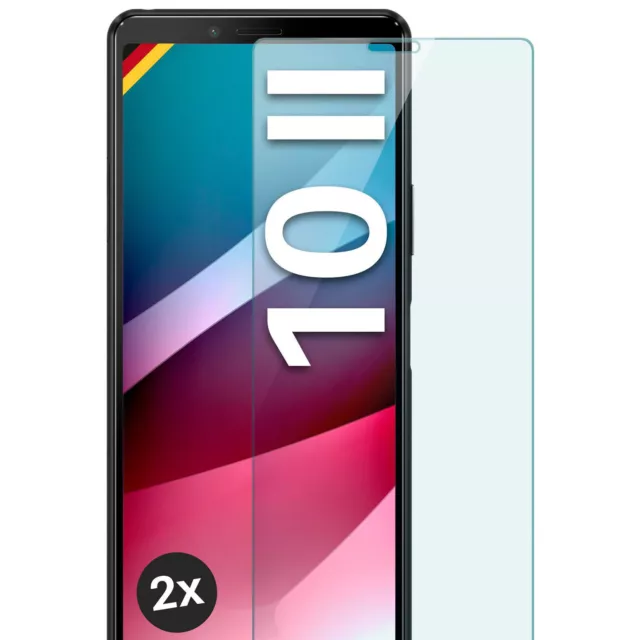 2x Echt Glas für Sony Xperia 10 II Panzerfolie Hartglas Premium Displayschutz