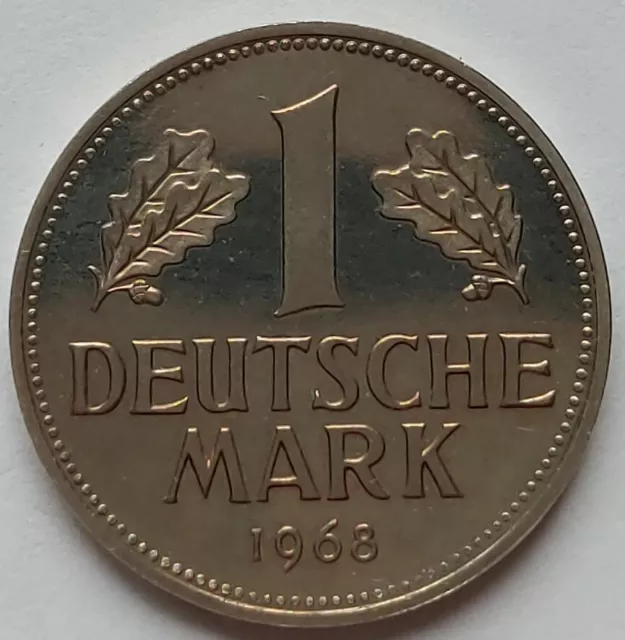 1 Mark 1968 J Kursmünze  BRD - PP Polierte Platte leichte Patina