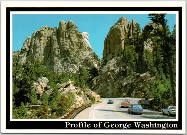 Mount Rushmore George Washington Cars South Dakota Shrine Democracy VTG Postcard