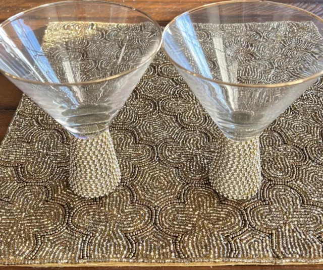 Gemello Stemless Martini Glasses Set Of 2 Gold Stemless Cocktail Glass  Crystal B