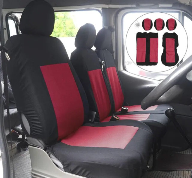 Quality Red Fabric Seat Covers Single Double For Fiat Ducato Scudo 2
