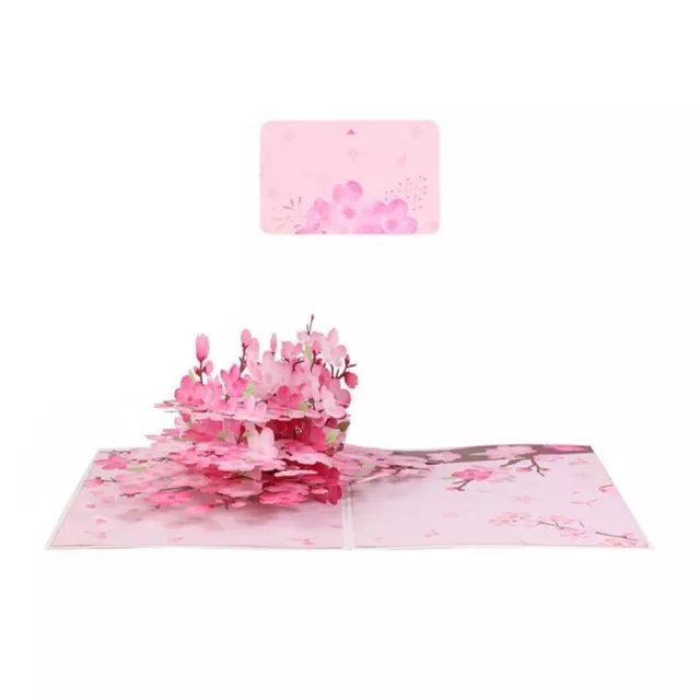 3D Popup Peach Blossom Card Valentines Day Greeting Card with Envelope for Wife