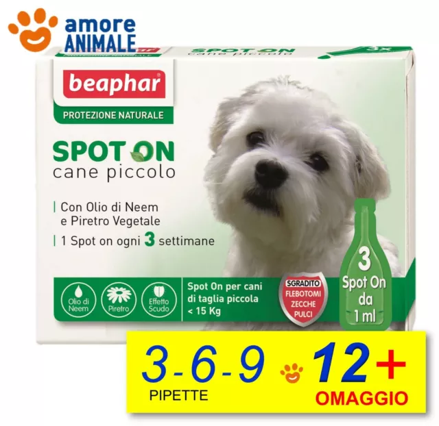 Beaphar Spot On Protezione Naturale Cane Piccolo fino 15 kg 3 / 6 / 9 / 12 pipet