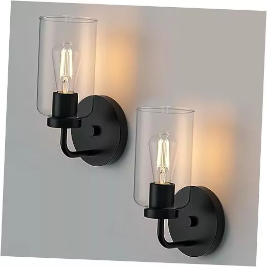 Zevluck Wall Sconces Set of 2, Modern Wall Light Fixtures with Clear Glass