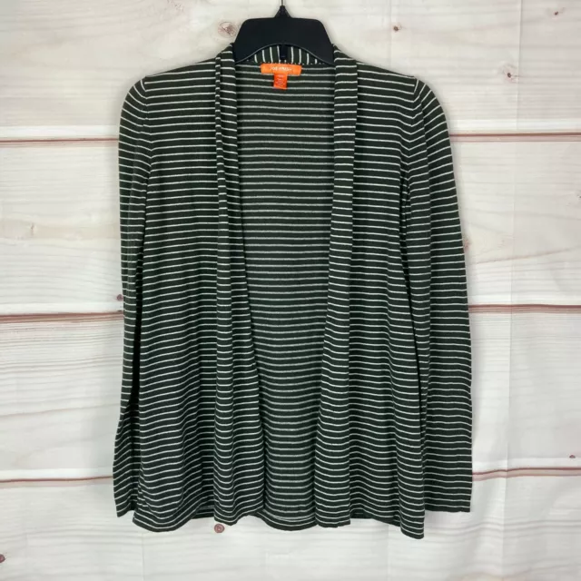 Joe Fresh Cotton Striped Long Sleeve Cardigan Womens M Green Open Front Sweater