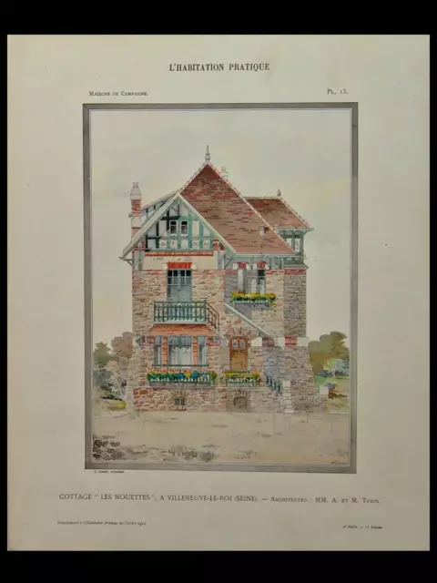 Villeneuve Le Roi, Cottage Les Nouettes - 1910 - Planche Couleur - Albert Turin