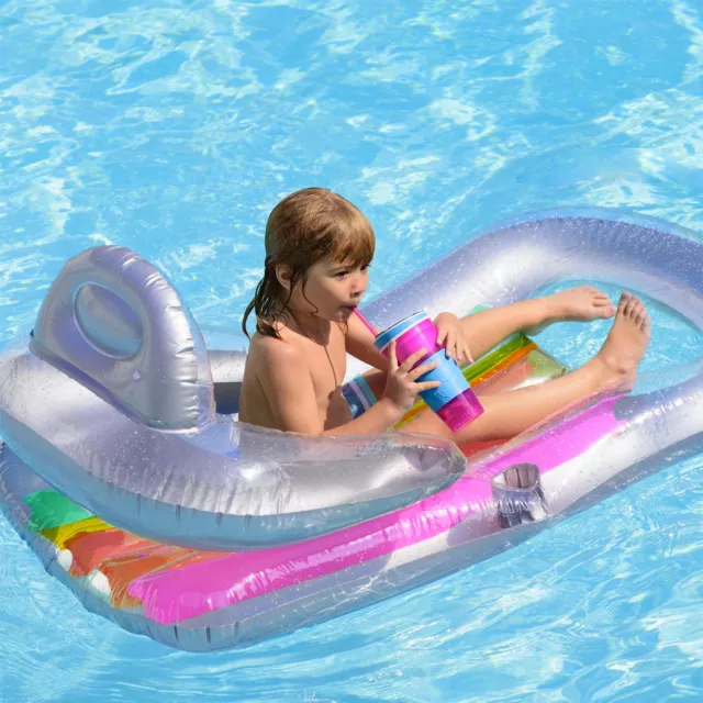 Floating Water Hammock Inflatable Pool Float Beach Lounge Bed with Cup Holder