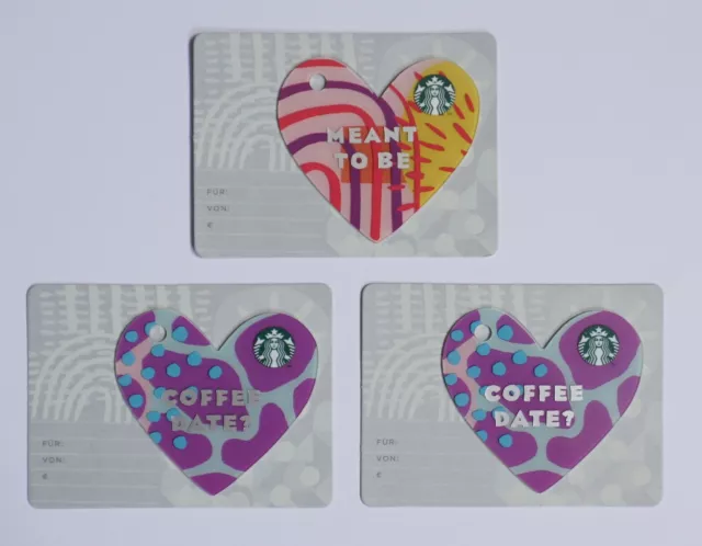 3x Starbucks Gift Card Herz NEU Coffee Date Herzen meant to be Geschenk Karte Ge