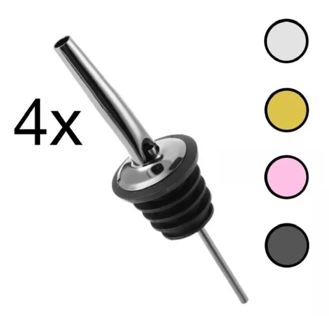 4x Edelstahl Schnapsausgießer Flaschenausgießer Dosierer Getränke Ausgießer