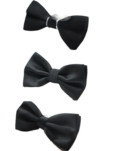3 x Mens Black White Bow Tie Pretied Adjustable Wedding Formal Classic