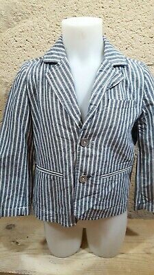 MANGO KIDS Garçon 3 - 4 ans Superbe veste habillée rayures bleues blanches coton 2