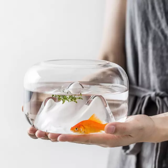 Transparent Snow Mountain Glass Fish Tank Mini Aquarium Fish Tank Decoration