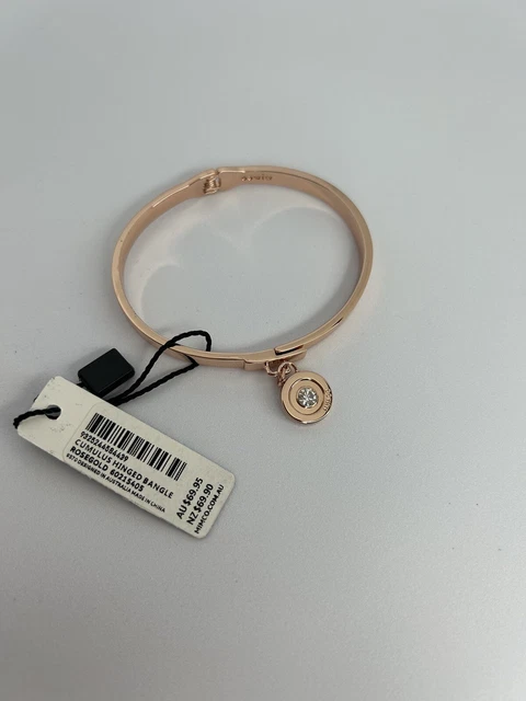 MIMCO NUANCE BLACK Rose Gold Slim Hinged Bangle Bracelet RRP