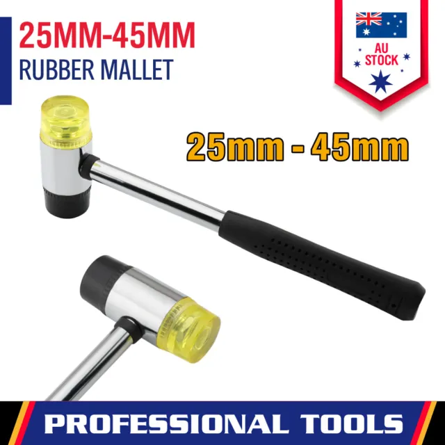25/30/35/40/45mm Rubber Mallet Soft Face Hammer Double Side Grip Handle DIY Au