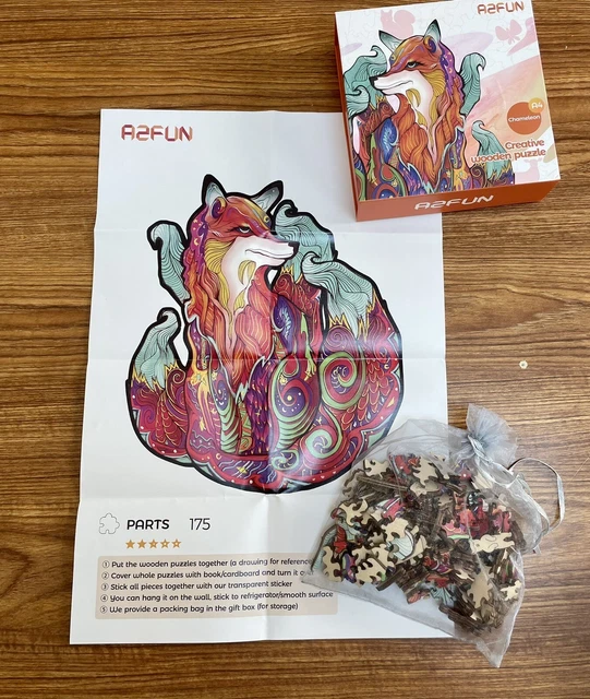 FOX Wooden Jigsaw Puzzle Fun! 175 pieces Complete. New Gift for puzzle lover