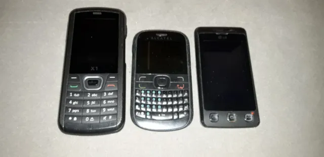 Lot de 3 téléphones portables LG, Alcatel et Mobiwire - VINTAGE