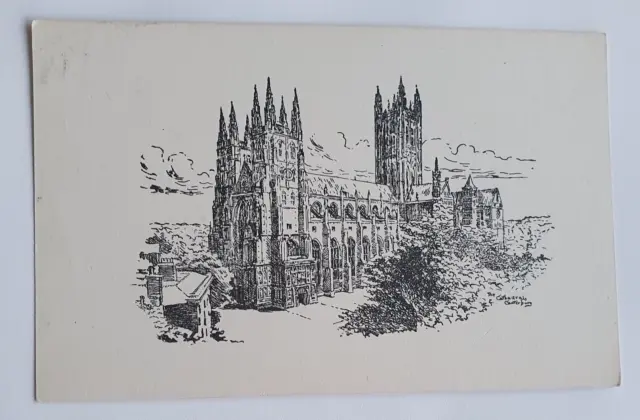 Unposted Vintage B&W Postcard - The Cathedral, Canterbury (b)