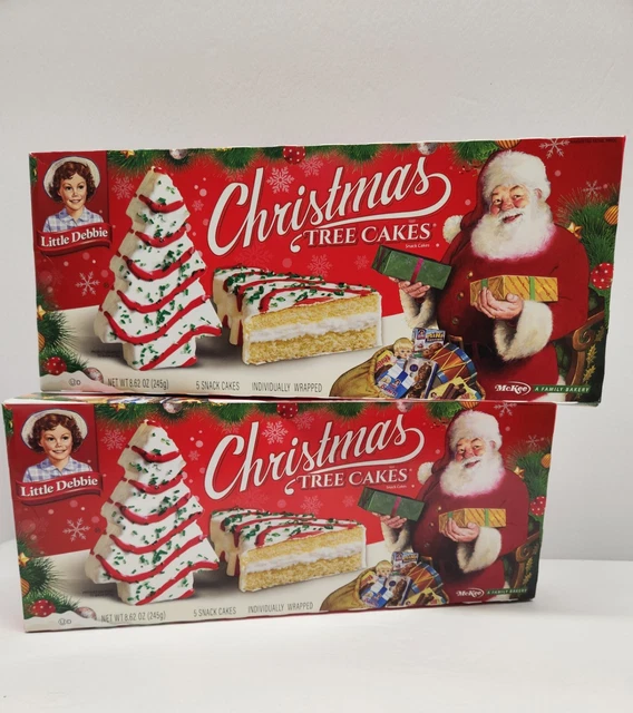 LITTLE DEBBIE CHRISTMAS Tree Cakes 2 Boxes 10 Vanilla Snack Cakes 12.
