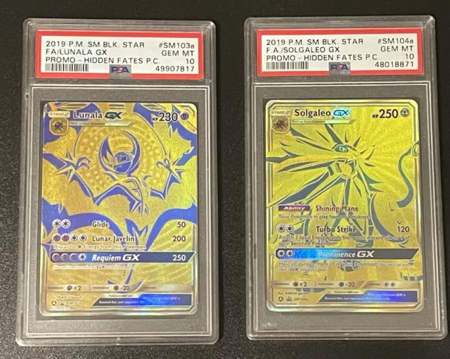 PSA 10 GOLD Solgaleo GX + Lunala GX Hidden Fates Promo SM103a SM104a $90.00  - PicClick