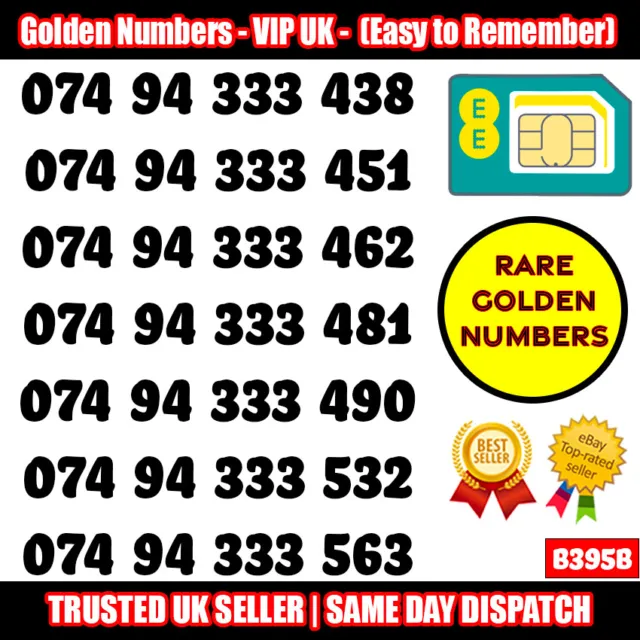 Lotto Sim Gold Easy Numero Di Cellulare Memorabile Platino Vip Uk Pay As You Go - B395B