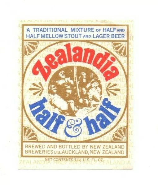 New Zealand Beer Label - New Zealand Breweries, Auckland - Zealandia Half & Half