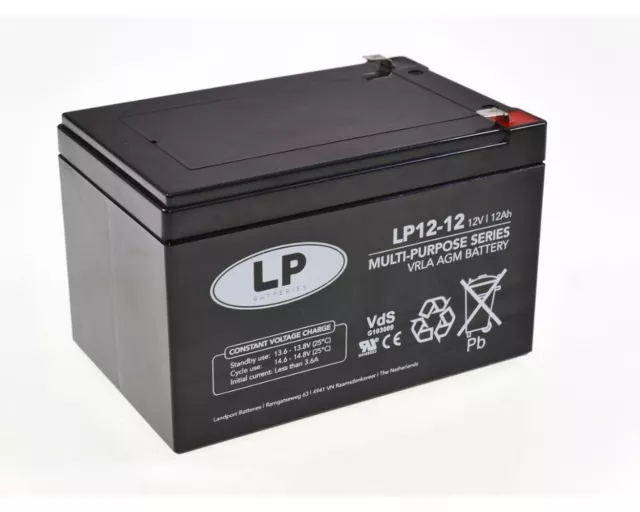 Batterie LANDPORT NSA LP12-12 T1 VDS 152x98x95mm 12V 12Ah pour système d'alarme,