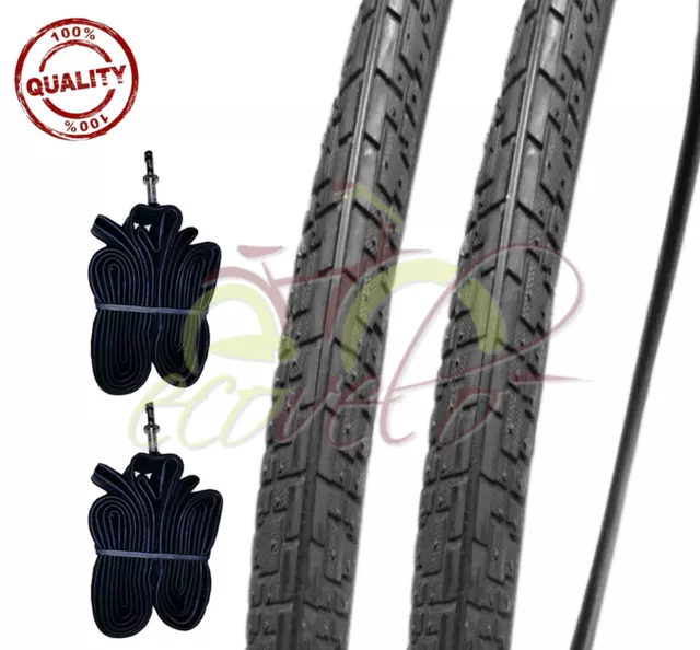 Kit 2 Due Copertoni + 2 Due Camere D'aria Bici Ciclo Citybike Nero 700X32C