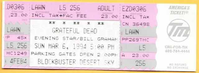 1994 GRATEFUL DEAD concert ticket Desert Sky Pavilion PHOENIX Jerry Garcia