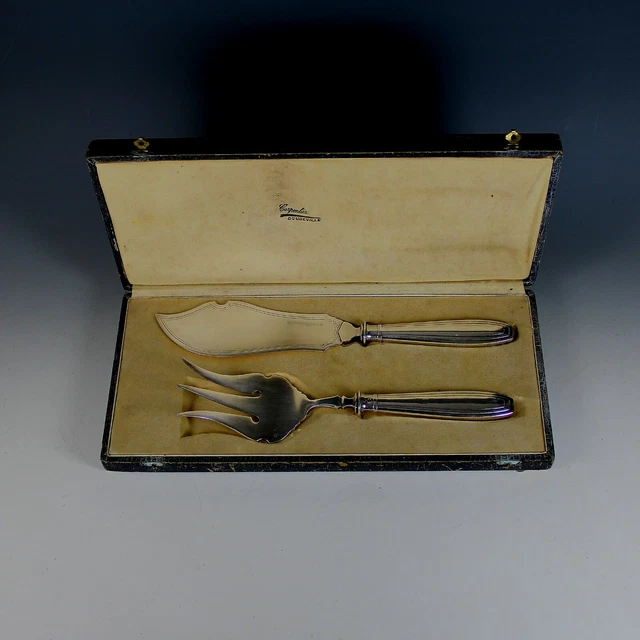 Antique Boxed French Sterling Silver Fish Set