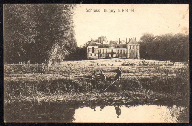 B385# Alte AK Feldpostkarte, WK I, Schloss Thugny bei Rethel, vom 02.12.1915