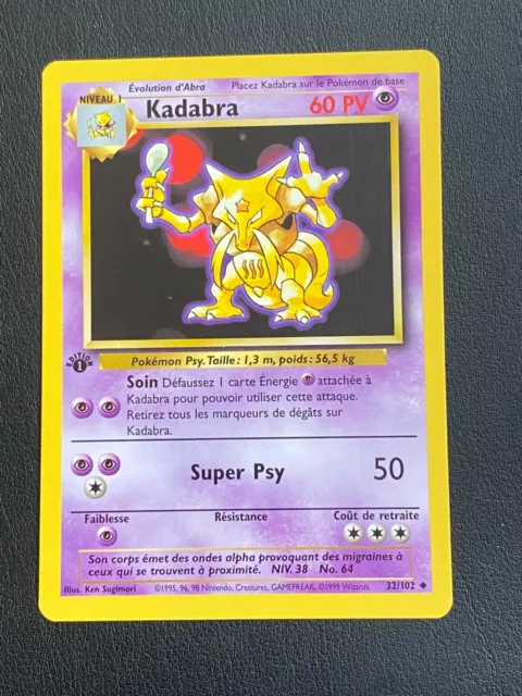 Pokemon Card Fr Set Of Base - Kadabra 32/102 Edition 1 Peu Commune - NM / M.