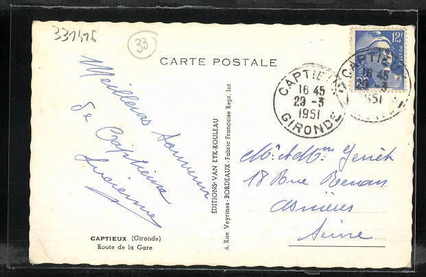 CPA Captieux, Route de al Gare 1951 2