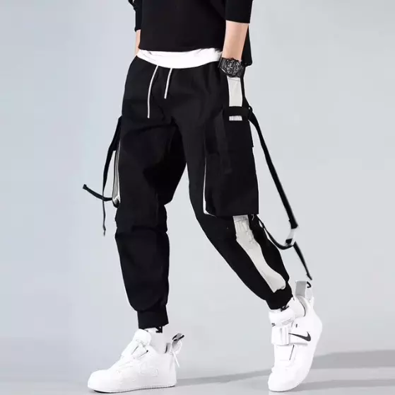 Pantalon noir bande blanche homme best sale