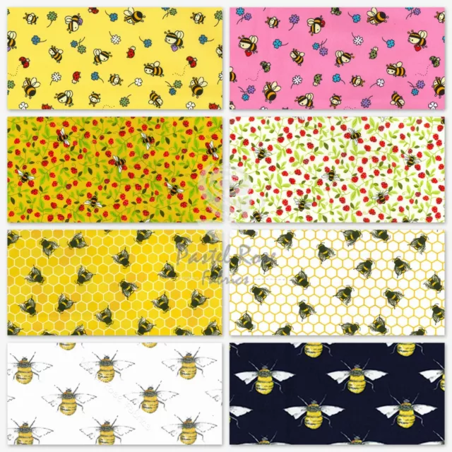 Animal print Honey bees 100% Cotton Fabric Kids Novelty sold by Half Metre FQ