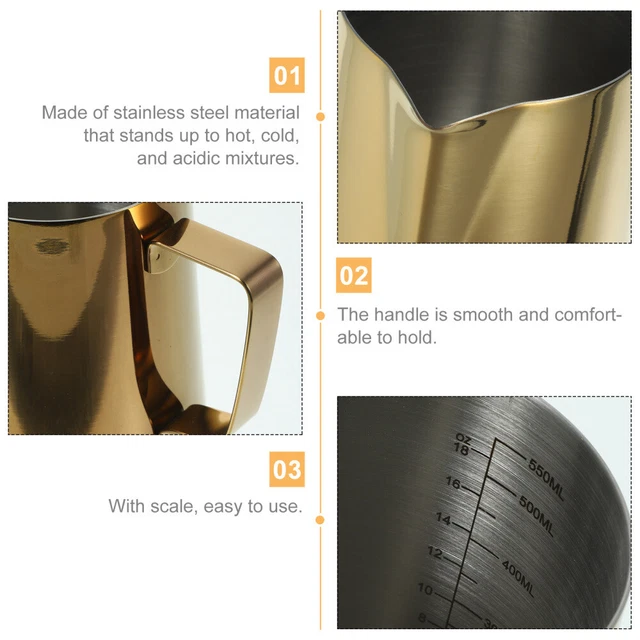 5pcs Stainless Steel Milk Pitcher Cup Milk Frothing Jug Espresso Milk Steaming