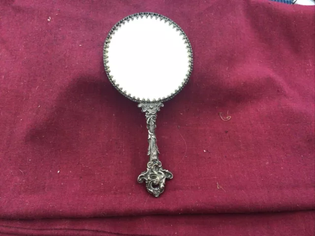 Vintage  Really Very Pretty  Embossed Ornate Hand Held Mirror