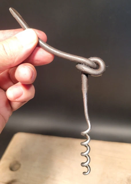 7" Primitive Antique Vintage Style Forged Iron Knot Blacksmith Corkscrew