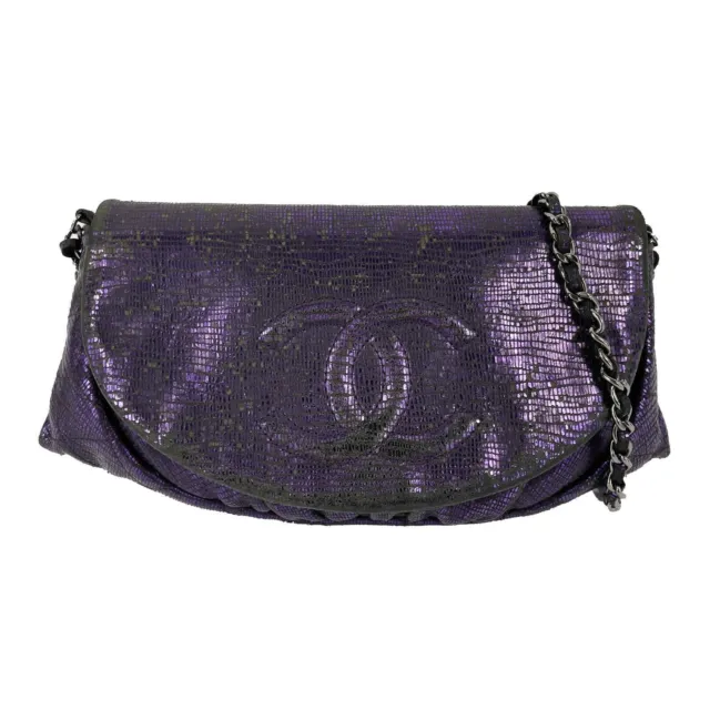 Chanel Classic Wallet On A Chain Iridescent Purple Caviar WA001