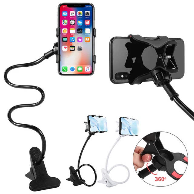 Flexible 360 Clip Mobile Cell Phone Holder Lazy Bed Desktop Bracket Mount Stand