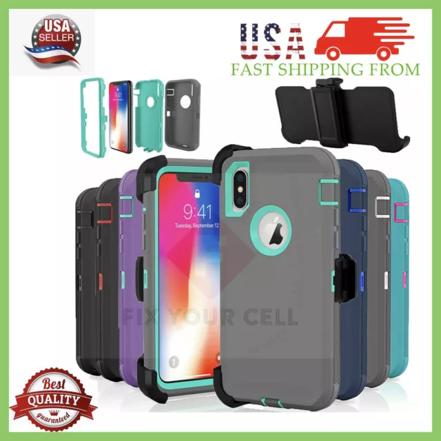 For iPhone 12 11 Pro Max X XR XS 6 6S 7 8 Plus Shockproof Defender Case Holster