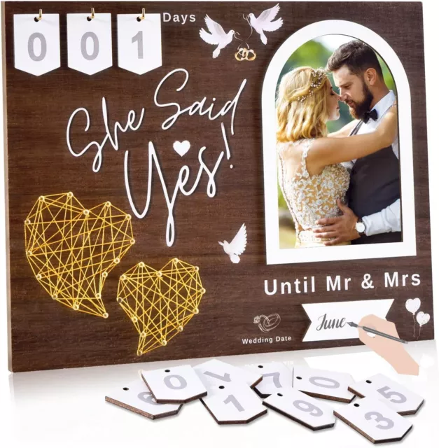 Engagement Gifts for Couple, Wedding Countdown Picture Frame Couples Gift