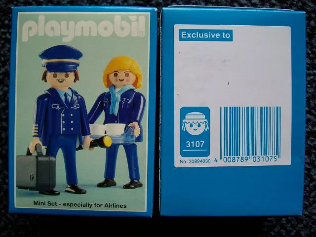 Playmobil 3107 - Set Airlines - Pilot und Stewardess Flugbegleiterin  - NEU OVP