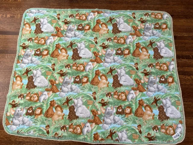 Project Linus Blanket Fleece Jungle Animals 57x47” Crocheted Edge