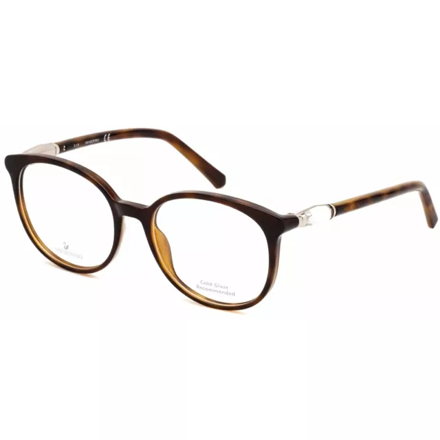 Swarovski Women's Eyeglasses Dark Havana Round Full-Rim Plastic Frame SK5310 052