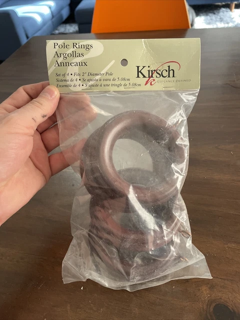 NWT 4 Kirsch Wood Curtain Drapery for 2" pole Rings Mahogany  (5502EG083)