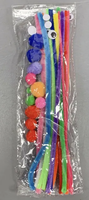 43 PCS Pipe Cleaners Chenille Stems Pom Poms and Googly Eyes Starter Value Pack