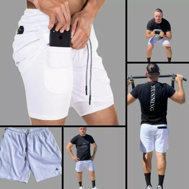 2-in-1 running mens shorts A-mont ultra dry Liner Compression with phone pocket