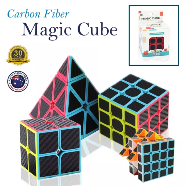 Carbon Fiber Magic Speed Cube Puzzle Smooth Kids Games Toy 4x4 Pyramid Assorted